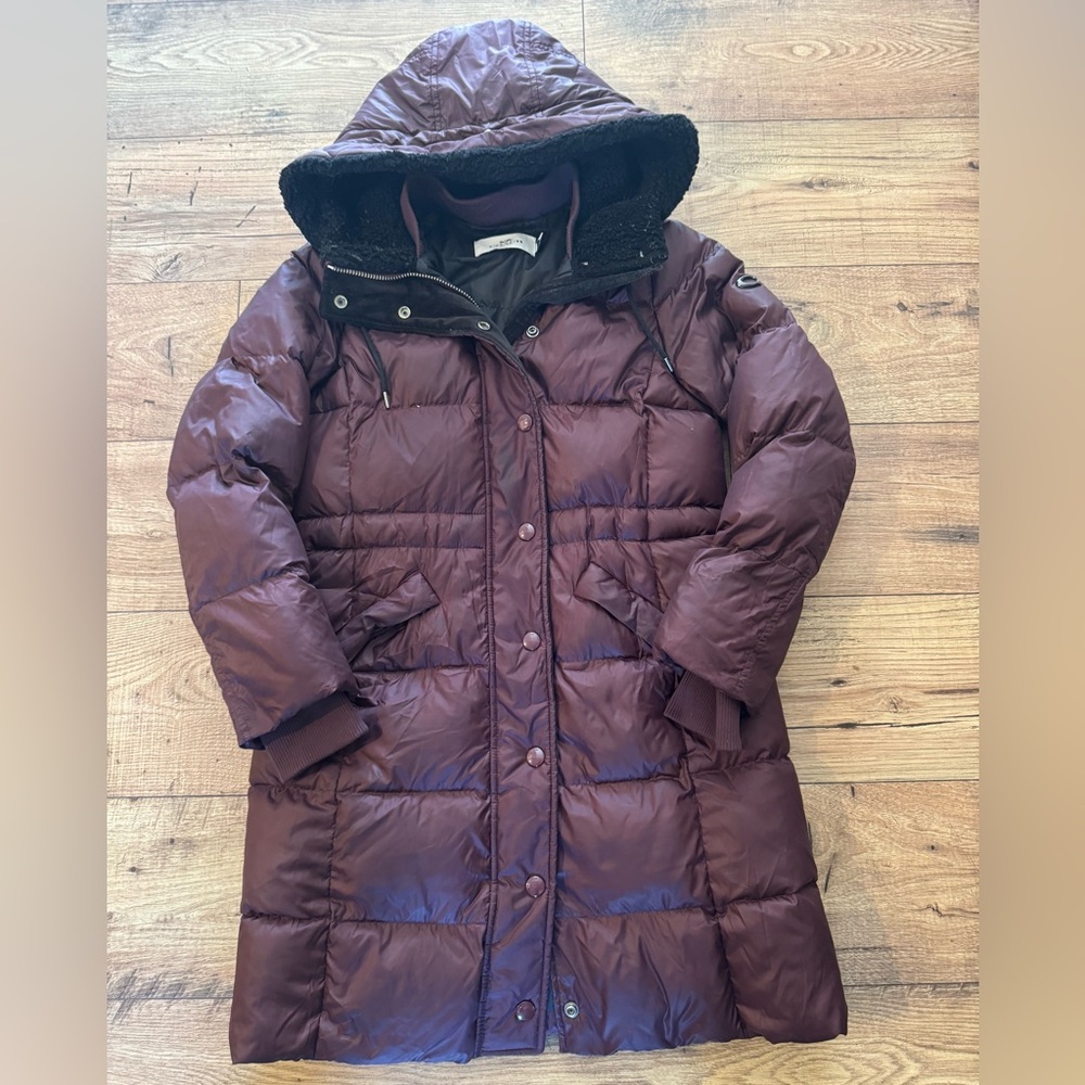Coach Maroon Quilted Puffer Jacket
